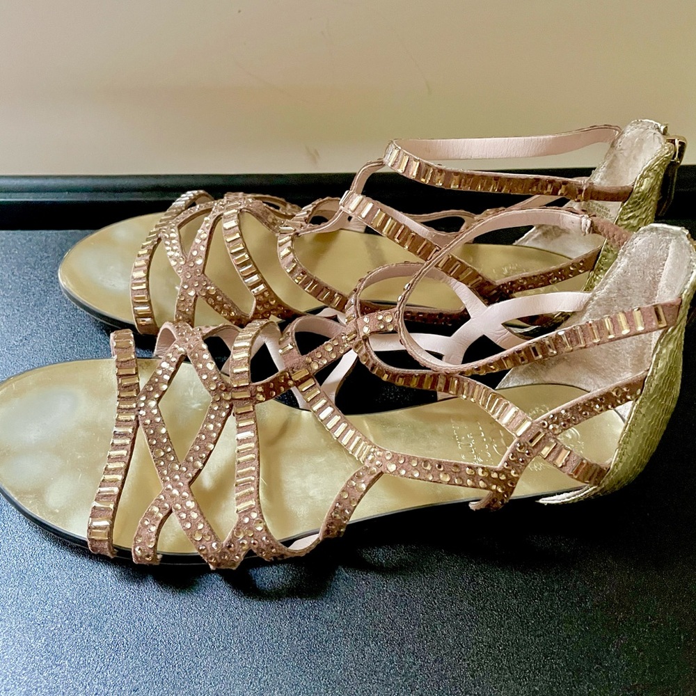 Vince Camino Emera brown gold embellished sandals